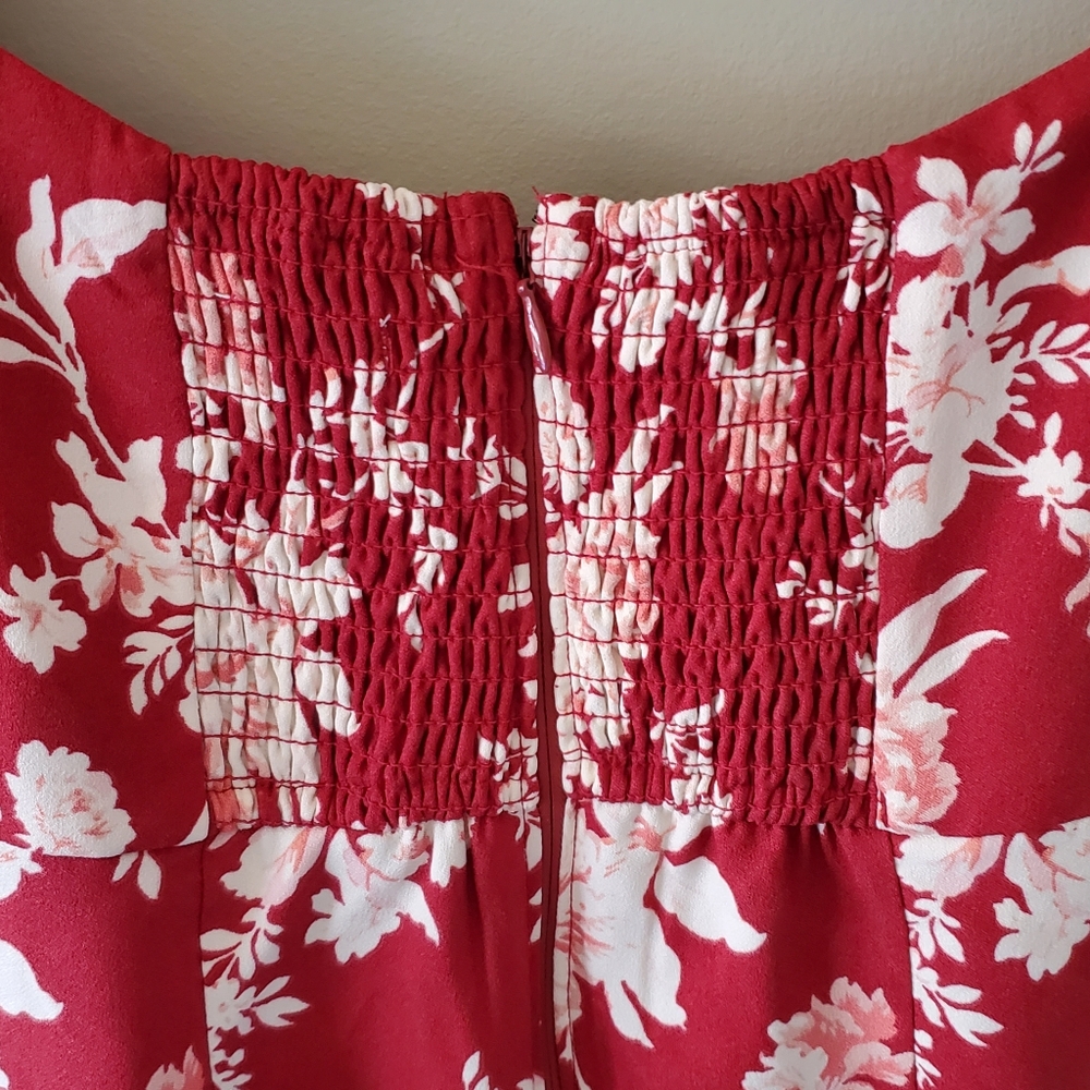 NWT Abercrombie & Fitch Smock Back Mini Dress Size S Milkmaid Coquette Tropical - Picture 8 of 11